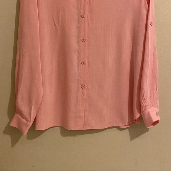Poetsky Blouse Size Small Women’s Button Up Long Roll Tap Sleeve Shirt - Picture 4 of 10